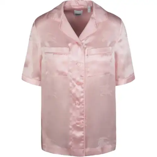 Burberry Ekd Jacquard Silk Shirt Light Pink