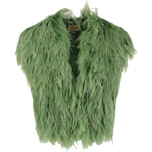 GUCCI Ostrich Feather Vest Green