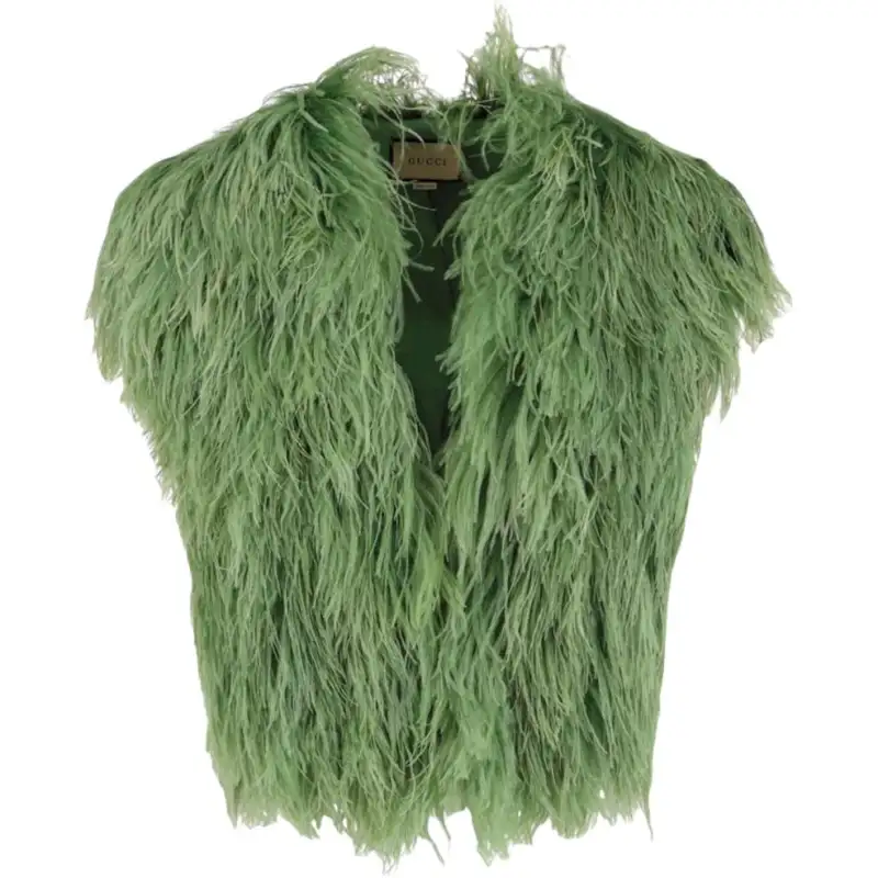 GUCCI Ostrich Feather Vest Green