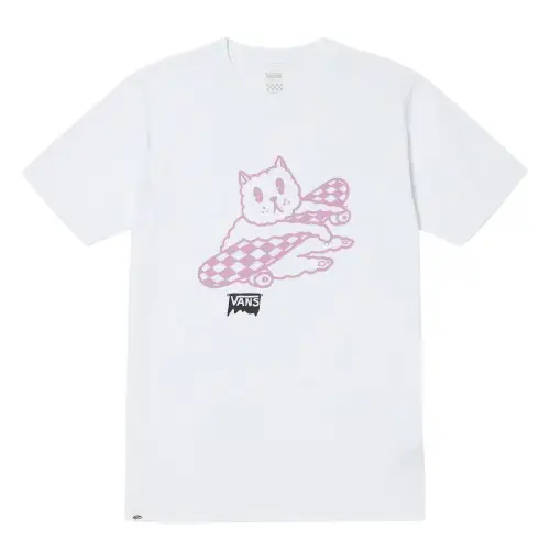 Vans T Shirts Unisex White Crew Neck Moderate Straight Fit