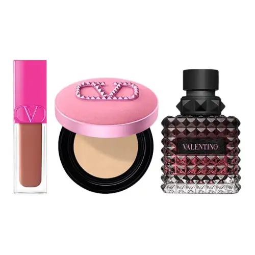 Valentino Valentino, lip gloss, powder, soft heel, perfume, floral set with jasmine, #122, 50 ml