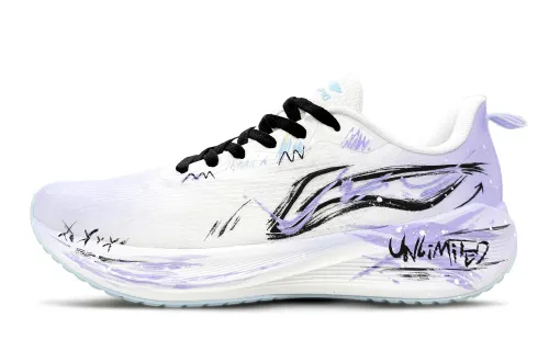 Li Ning Wuyue Cushioning Abrasion Resistant Breathable Low top Casual Running Shoes Men's Purple