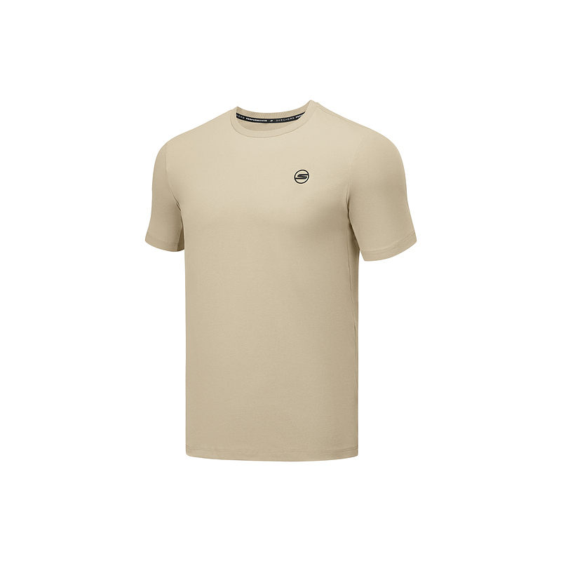 Skechers Quick Dry T Shirts Men’s Beige Crew Neck Moderate