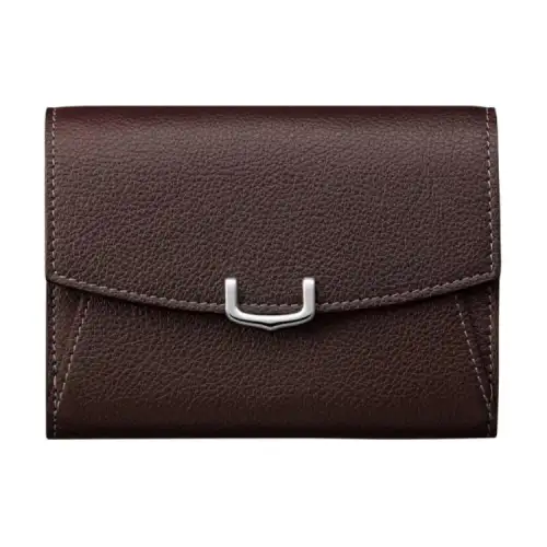 CARTIER Calfskin Wallet, Card Holder Women's Rose Guava Stone Color