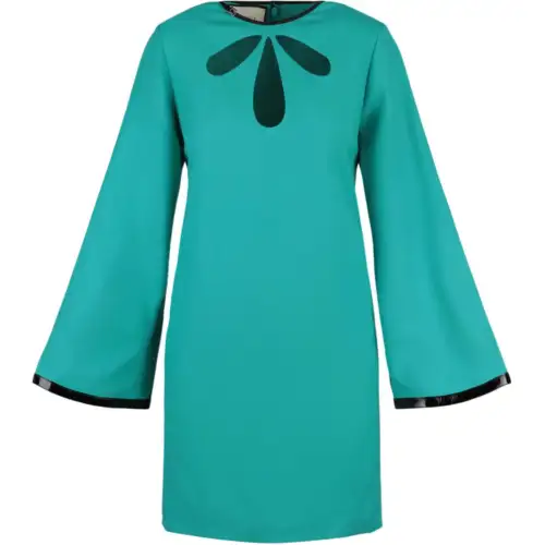GUCCI Cutout Long Sleeve Shift Dress Blue