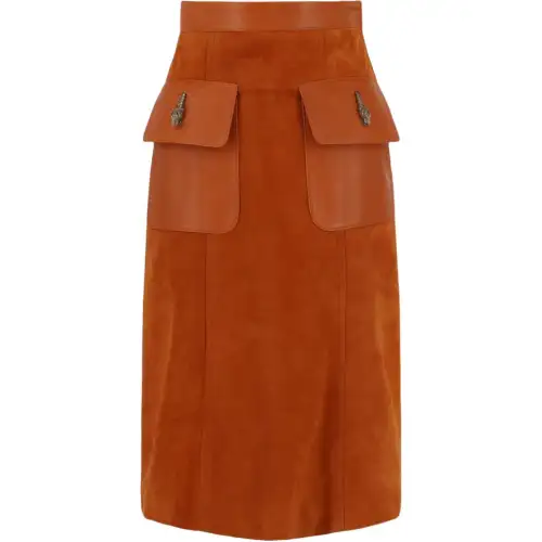 GUCCI Suede A Line Skirt Orange