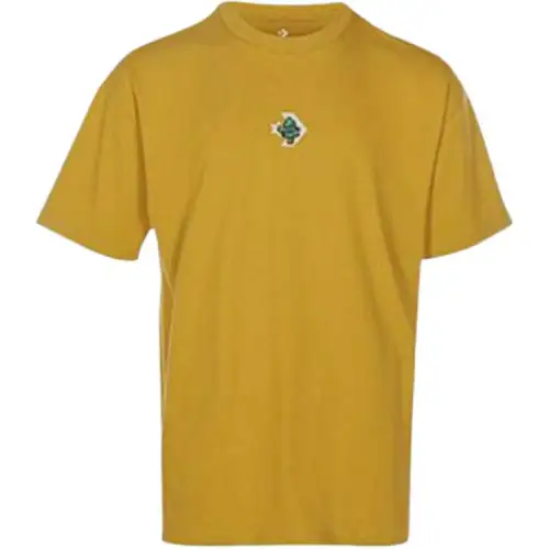 Converse T Shirts Men's Yellow Crew Neck Moderate Straight Fit