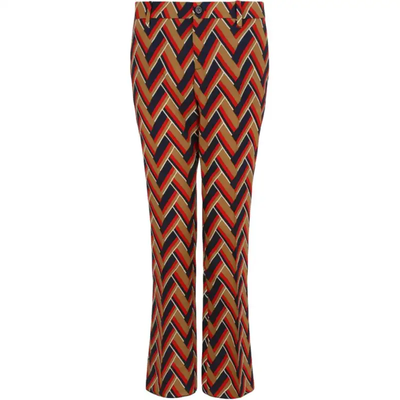 GUCCI Geo Printed Boot Cut Pants Print Camel