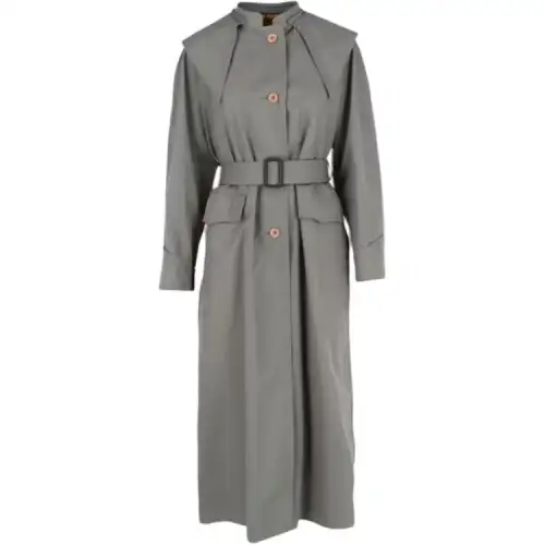 GUCCI Oversized Cotton Trench Coat Smoke Grey Mix