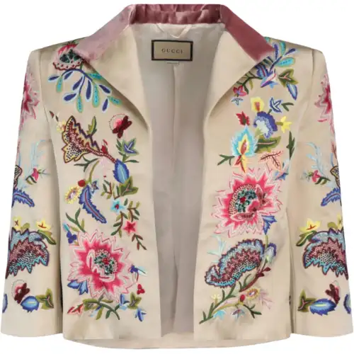 GUCCI Embroidered Silk Duchess Jacket Multi