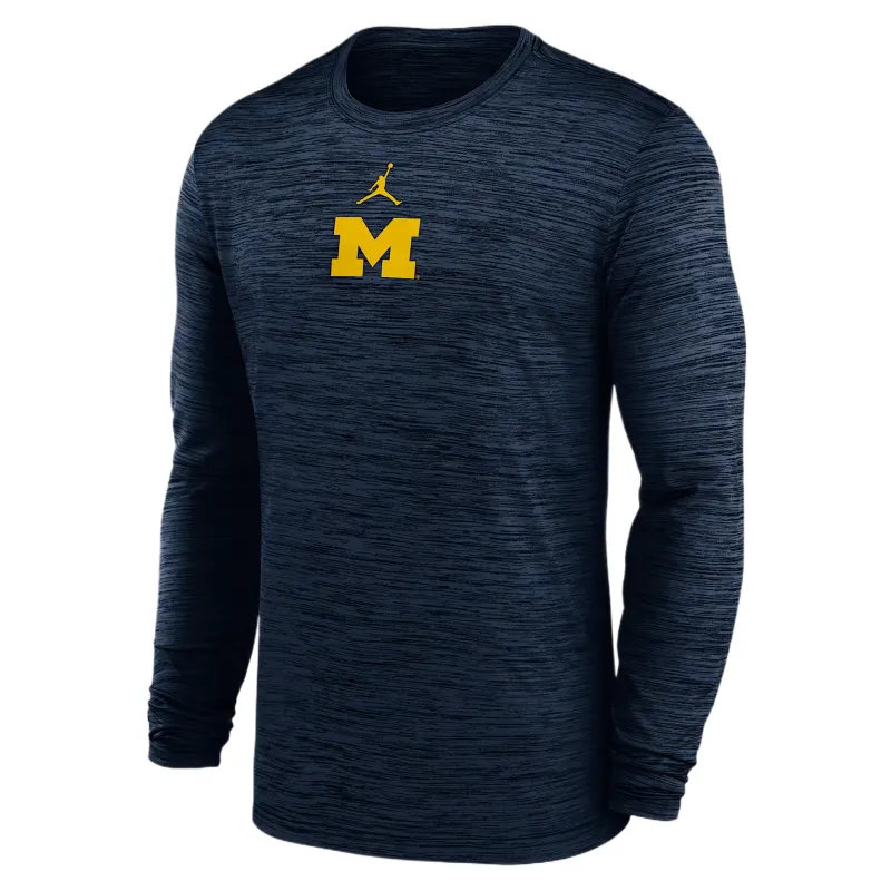 Jordan Michigan Sideline Velocity Men's Jordan Brand Dri-FIT College Long-Sleeve T-Shirt