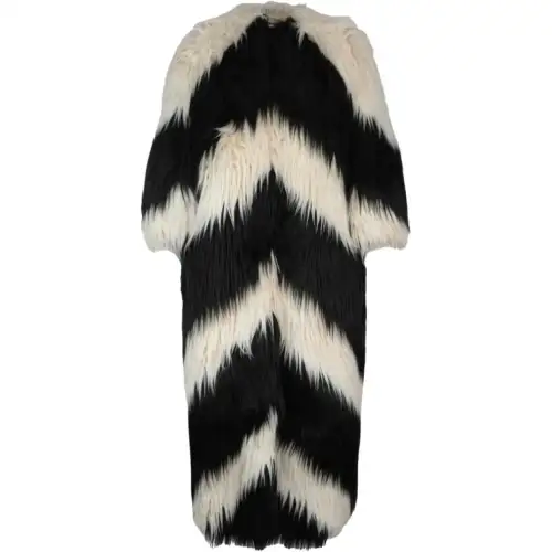 GUCCI Shag Faux Fur Coat White/Black