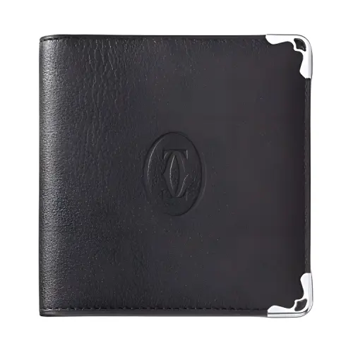 CARTIER Cow Leather Wallet, Card Holder Men's Black