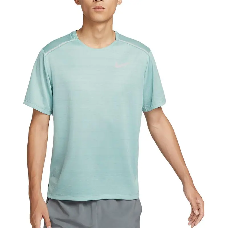 Nike T-Shirts Men's Olive Green Crew Neck Moderate