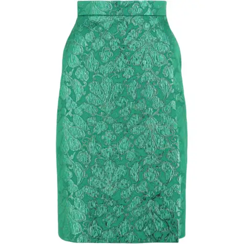GUCCI Metallic Jacquard Knee Length Skirt Green