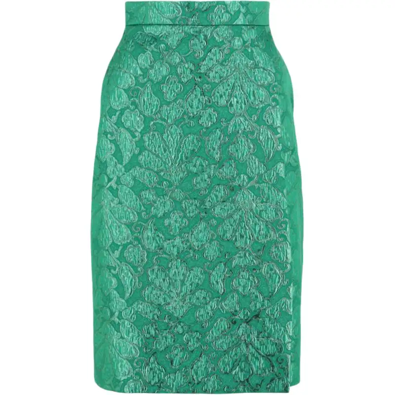 GUCCI Metallic Jacquard Knee Length Skirt Green