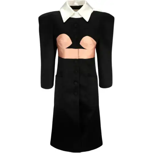 GUCCI Duchesse Satin Dress Coat Black