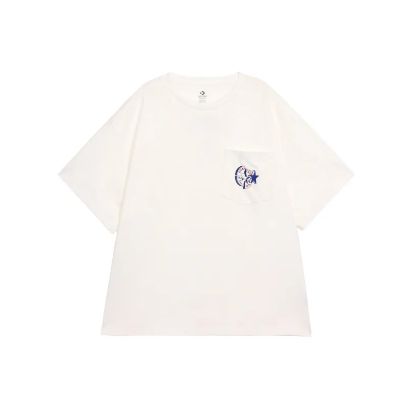 Converse T-Shirts Unisex White Crew Neck Thin Straight Fit