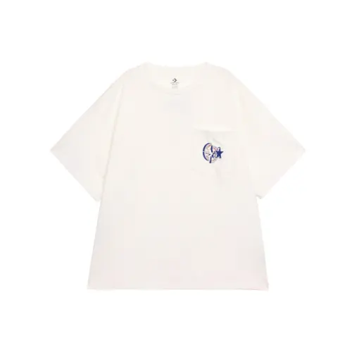 Converse T Shirts Unisex White Crew Neck Thin Straight Fit