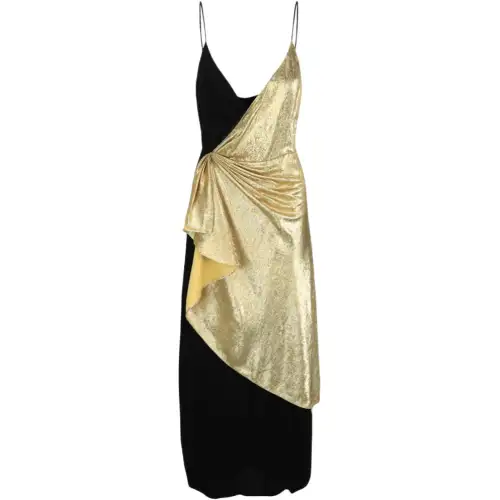 GUCCI Asymmetric Silk Dress Black Gold