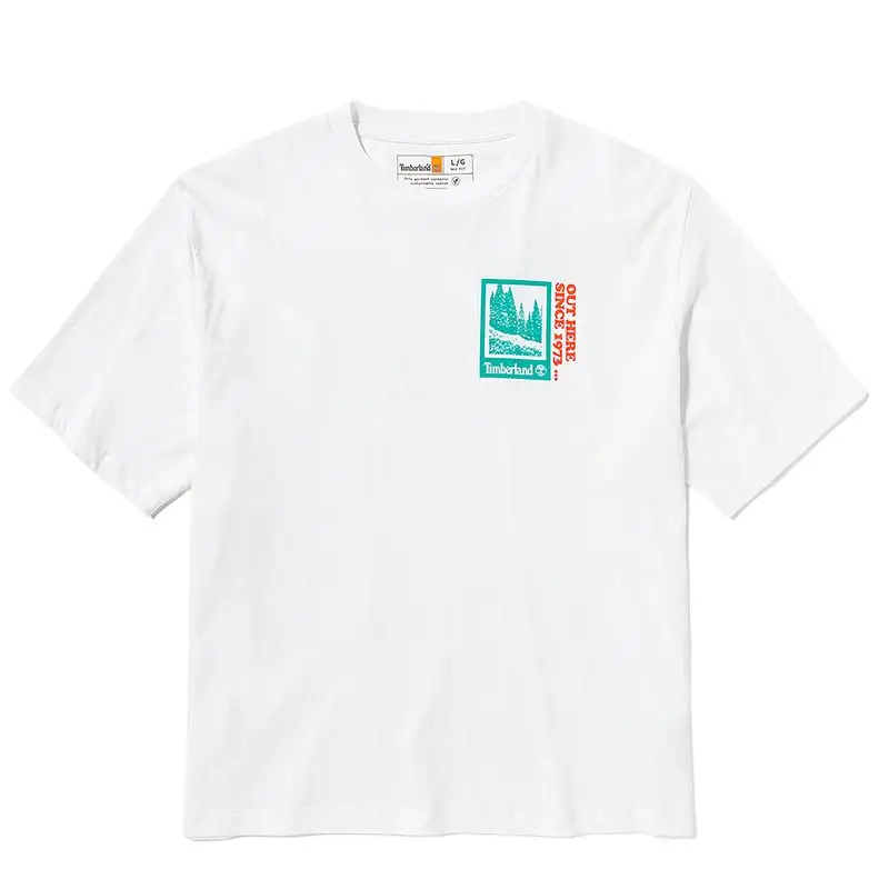 Timberland T Shirts Men's White Crew Neck Moderate Straight Fit