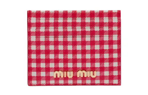 MIU MIU Leather Card Holder Women's Red & White