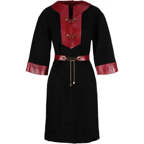 GUCCI Belted Suede Dress Black