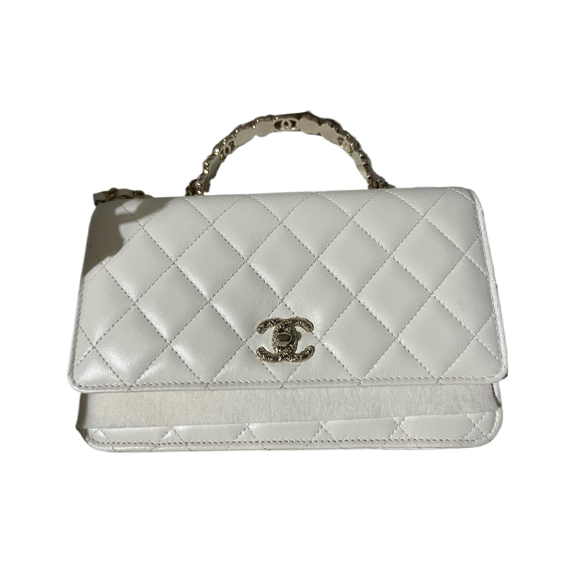 CHANEL WOC Lambskin Shoulder Bag, Crossbody Bag, Handbag Women's White