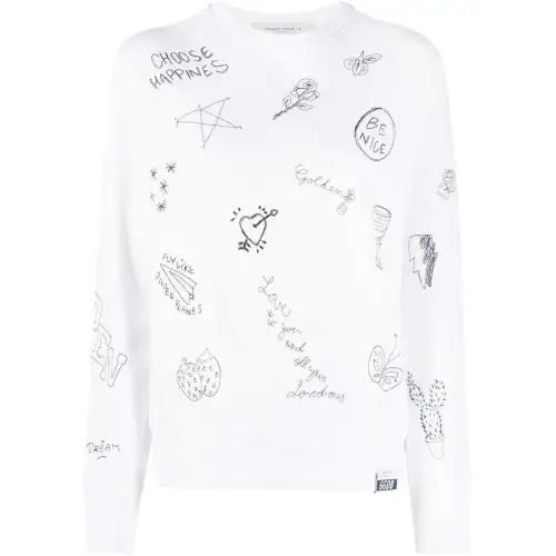 Golden Goose Sweatshirts Women's White Crew Neck Moderate Regular