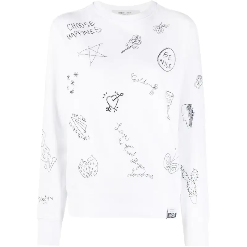 Golden Goose Sweatshirts Women's White Crew Neck Moderate Regular