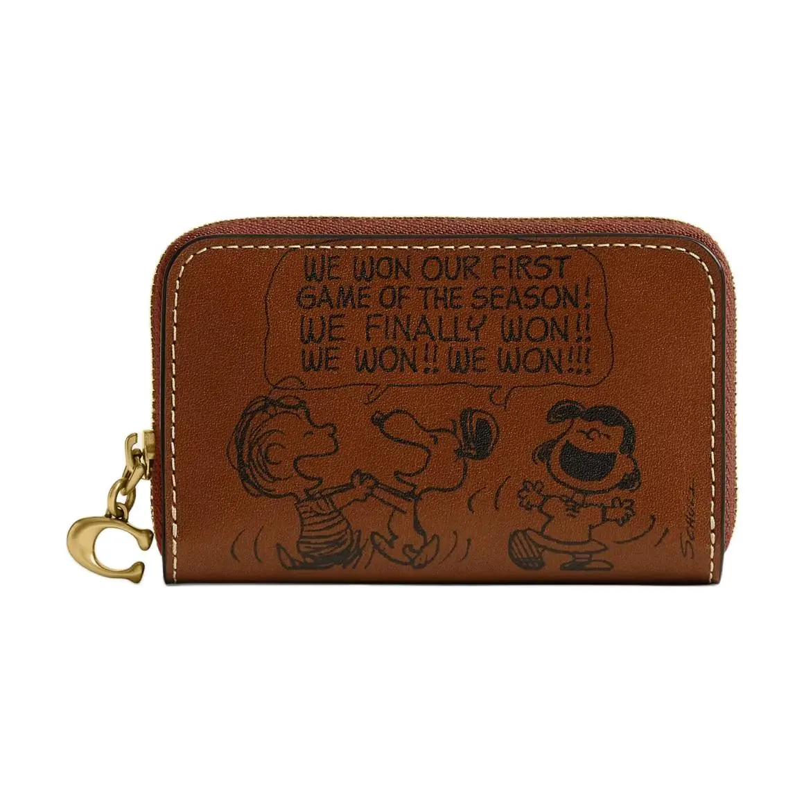 COACH PEANUTS Collaboration Leather Card Holder Regular Women's Hazelnut