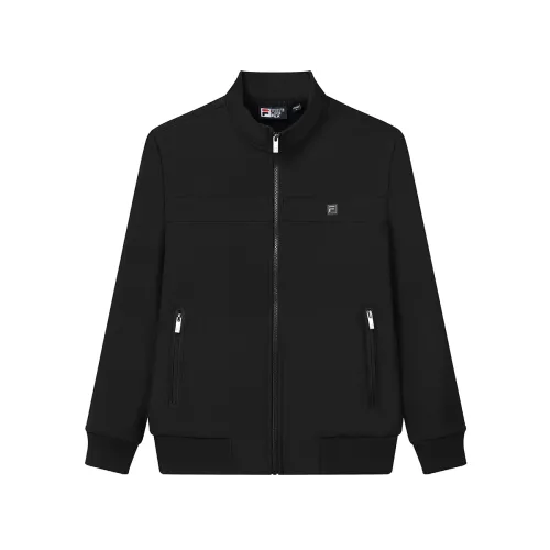 FILA WHITE Jackets Men's Jet Black Turtleneck Moderate Soft Shell