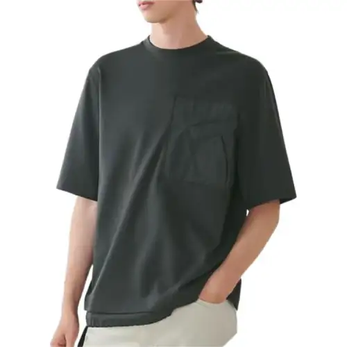 HERMES T Shirts Men's Gray Crew Neck Moderate Straight Fit