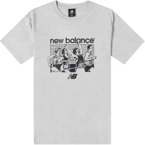 New Balance T Shirts Men's Gray Crew Neck