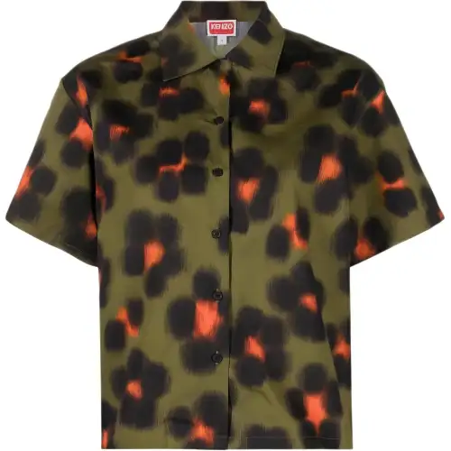 KENZO Shirts Women's Green Pointed Collar Moderate Other