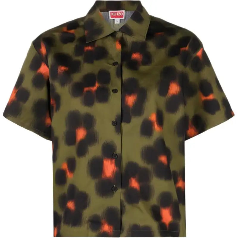 KENZO Shirts Women's Green Pointed Collar Moderate Other