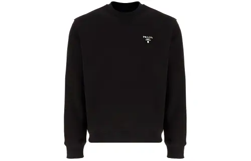 PRADA Sweatshirts Men's Black Crew Neck Moderate Regular