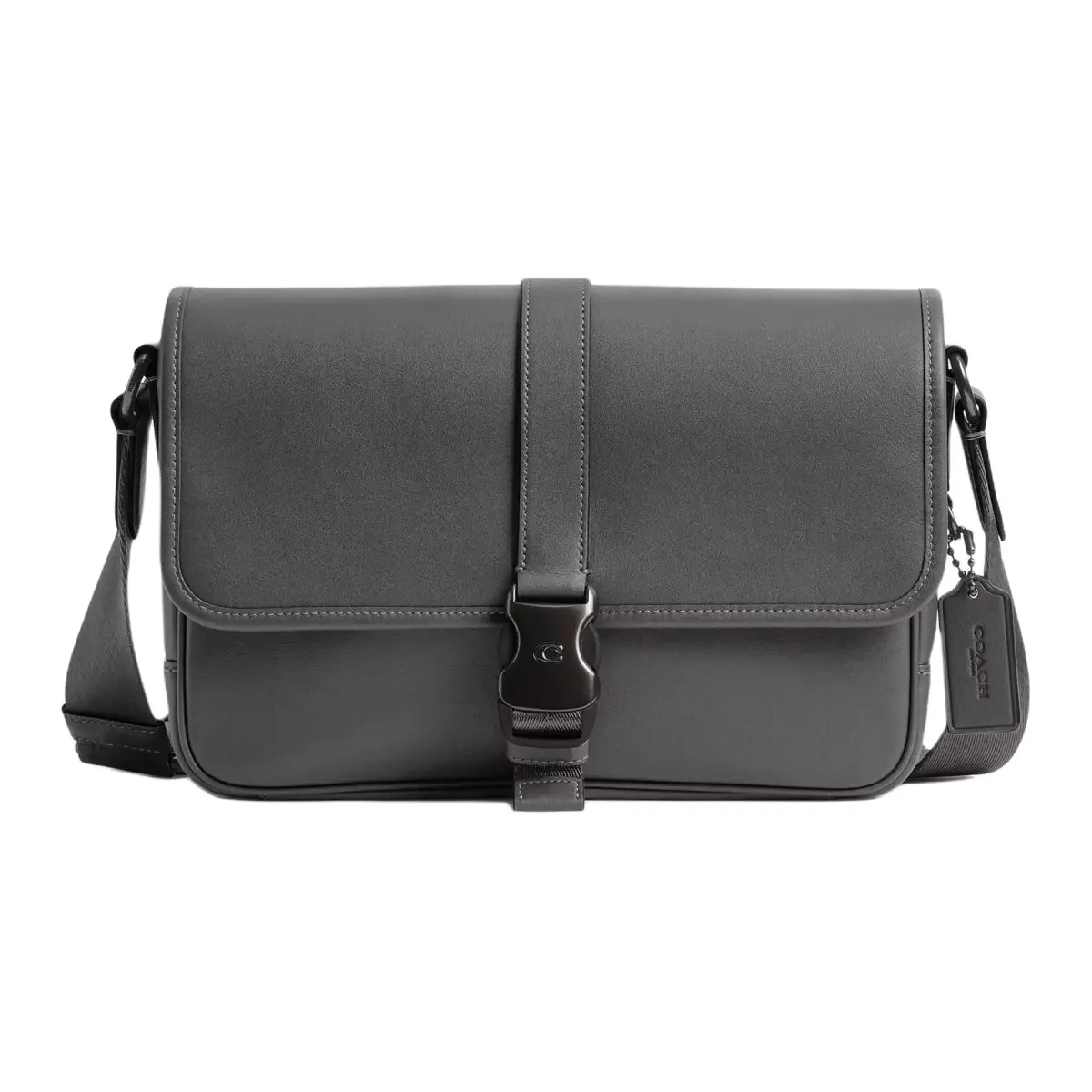 COACH League Smooth Leather Messenger Bag, Crossbody Bag, Shoulder Bag Large Men's Charcoal