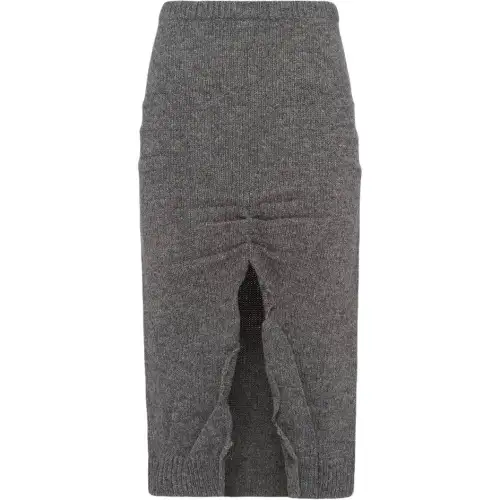 Prada side-split wool-cashmere skirt