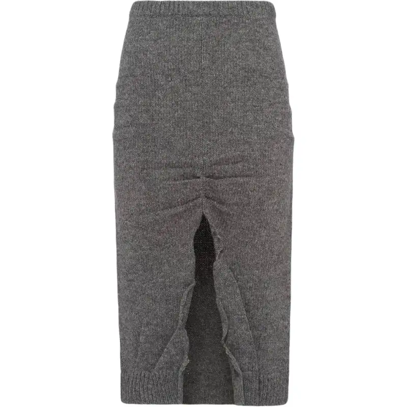Prada side-split wool-cashmere skirt