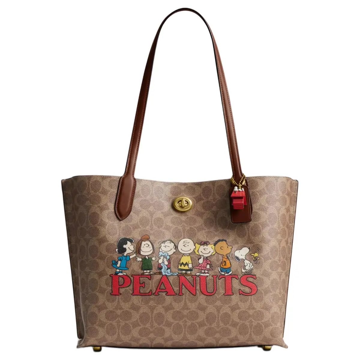 COACH PEANUTS Snoopy, Collaboration Willow Leather Tote Bag, Shopping Bag, Handbag, Shoulder Bag Large Women's Brown