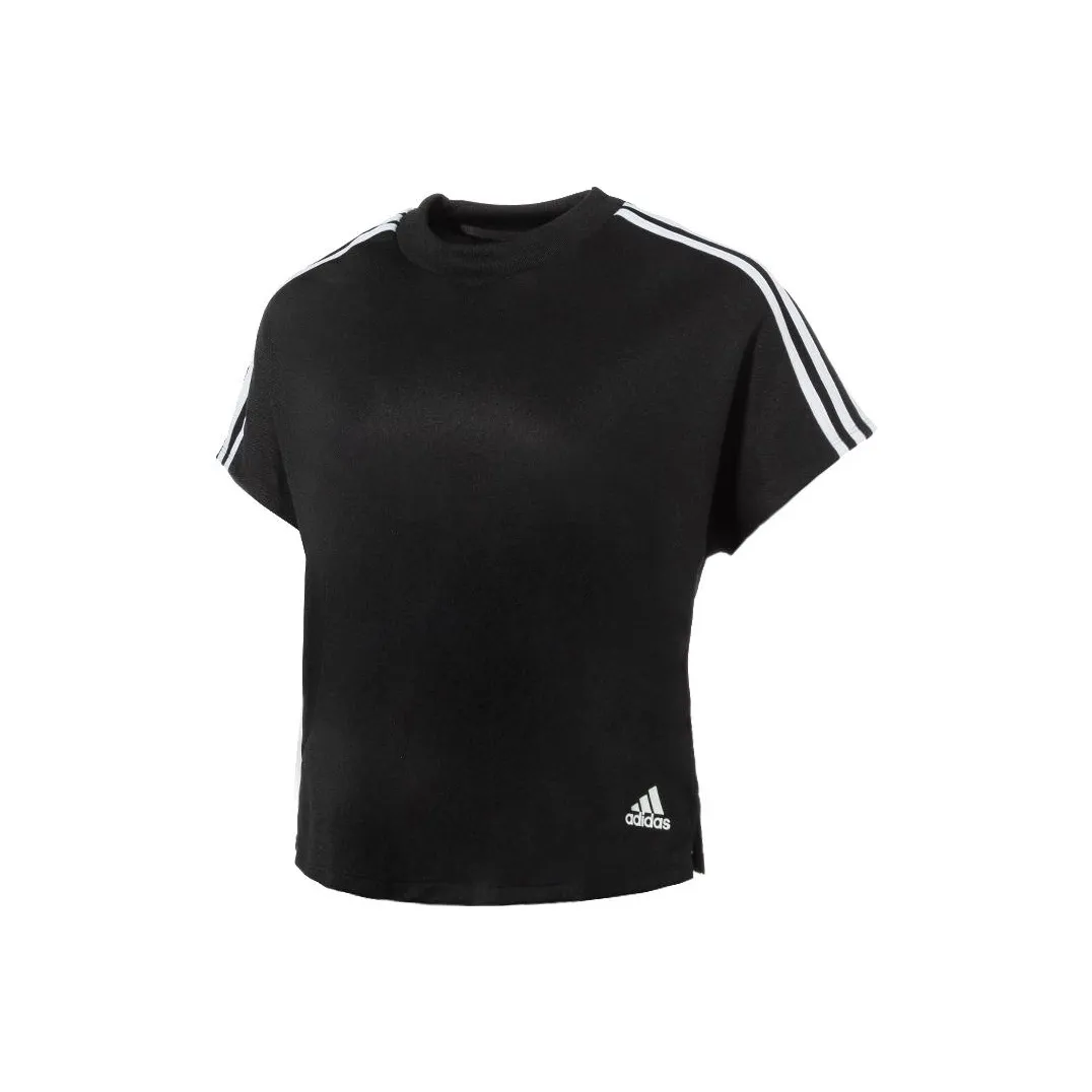 Adidas T-Shirts Women's Black Crew Neck Moderate Straight Fit