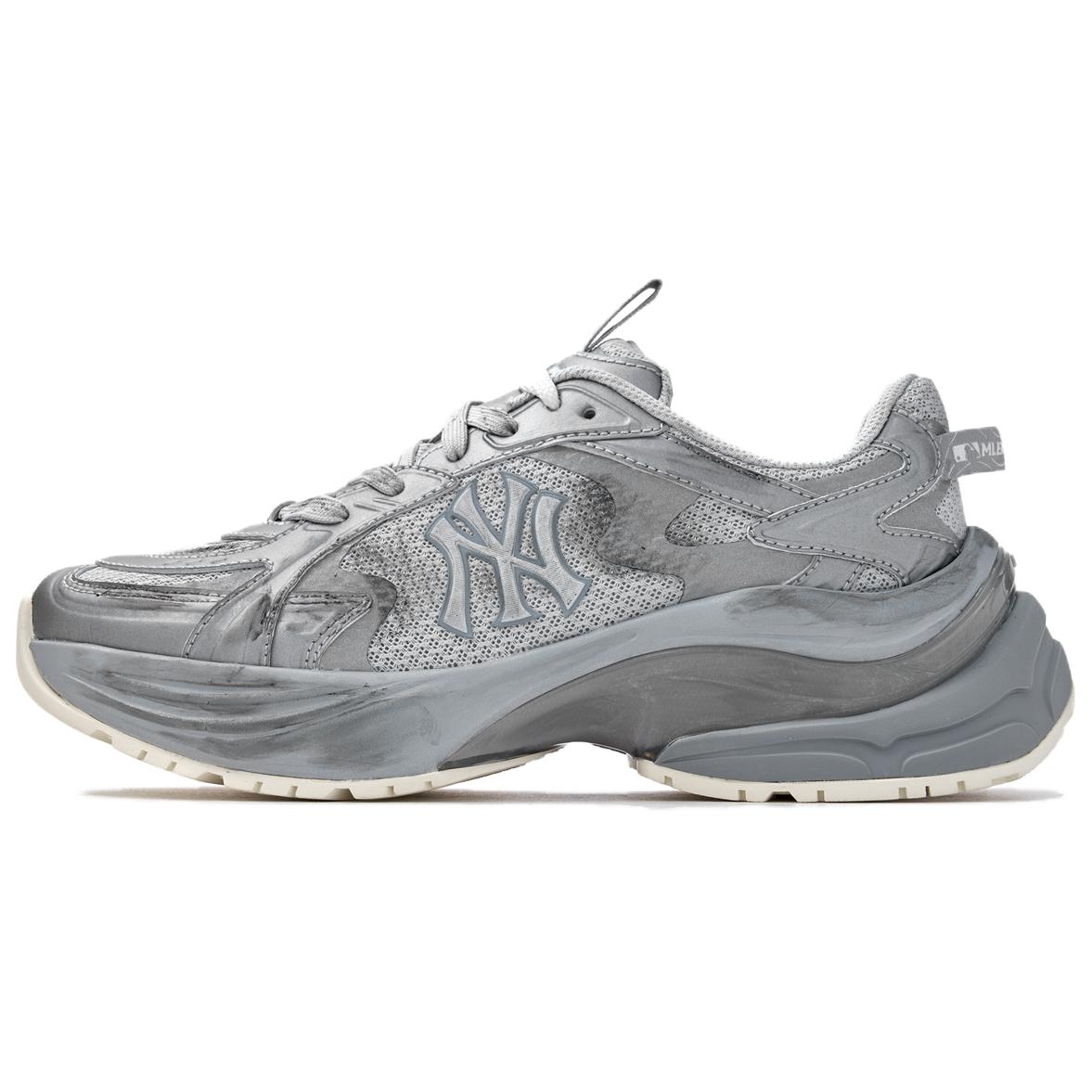 MLB New York Yankees Cushioning Slip Resistant Abrasion Resistant Breathable Low top Running Shoes Unisex Dark Silver