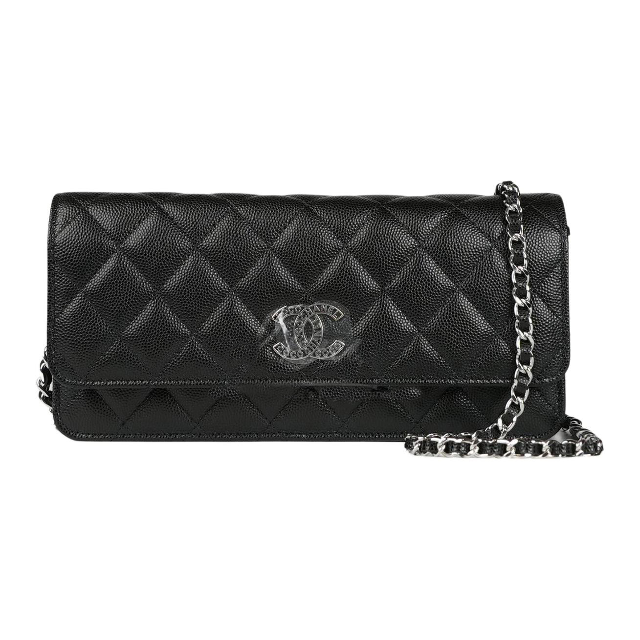CHANEL WOC Caviar Cow Leather Crossbody Bags Women's Black