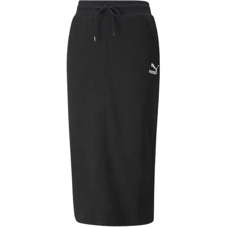 PUMA CLASSICS Casual Long Skirts Women's Black Moderate Long Bodycon Skirt
