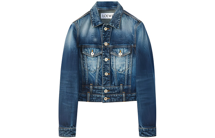 LOEWE Denim Jackets Women's Denim Blue Lapel Moderate Straight Fit