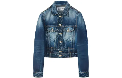 LOEWE Denim Jackets Women's Denim Blue Lapel Moderate Straight Fit