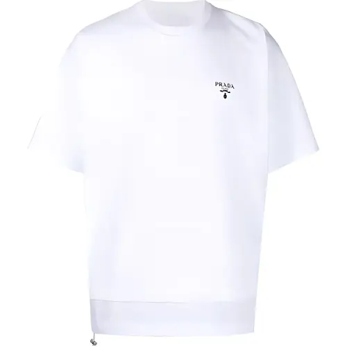 PRADA T Shirts Men's White Crew Neck Moderate Straight Fit