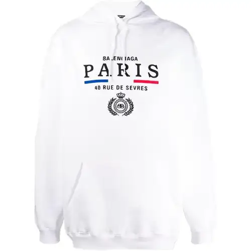 Balenciaga Sweatshirts Men's White Hooded Moderate Regular