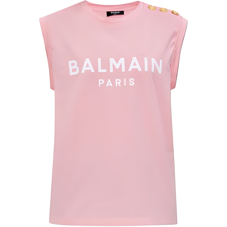 Женская майка BALMAIN Logo (розовая)